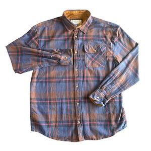 GIOBERTI Mens Long Sleeve Plaid Flannel Shirt Button Up Size L Brown Blue Pink